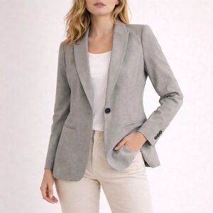 Structured Fitted Light Gray Blazer